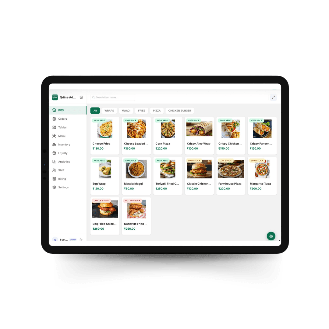 Take orders with live stock.